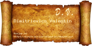 Dimitrievics Valentin névjegykártya